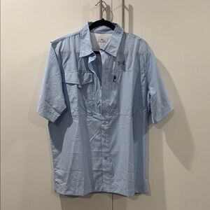 NWOT Under Armour Light Blue Short-Sleeve Button-Down Performance Shirt